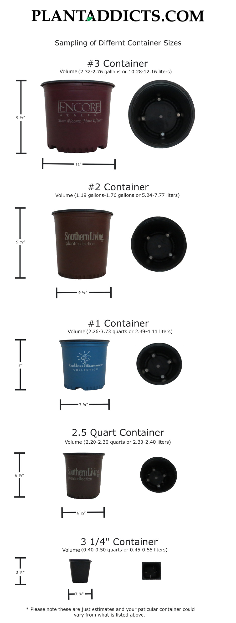 Tree Container Sizes Chart